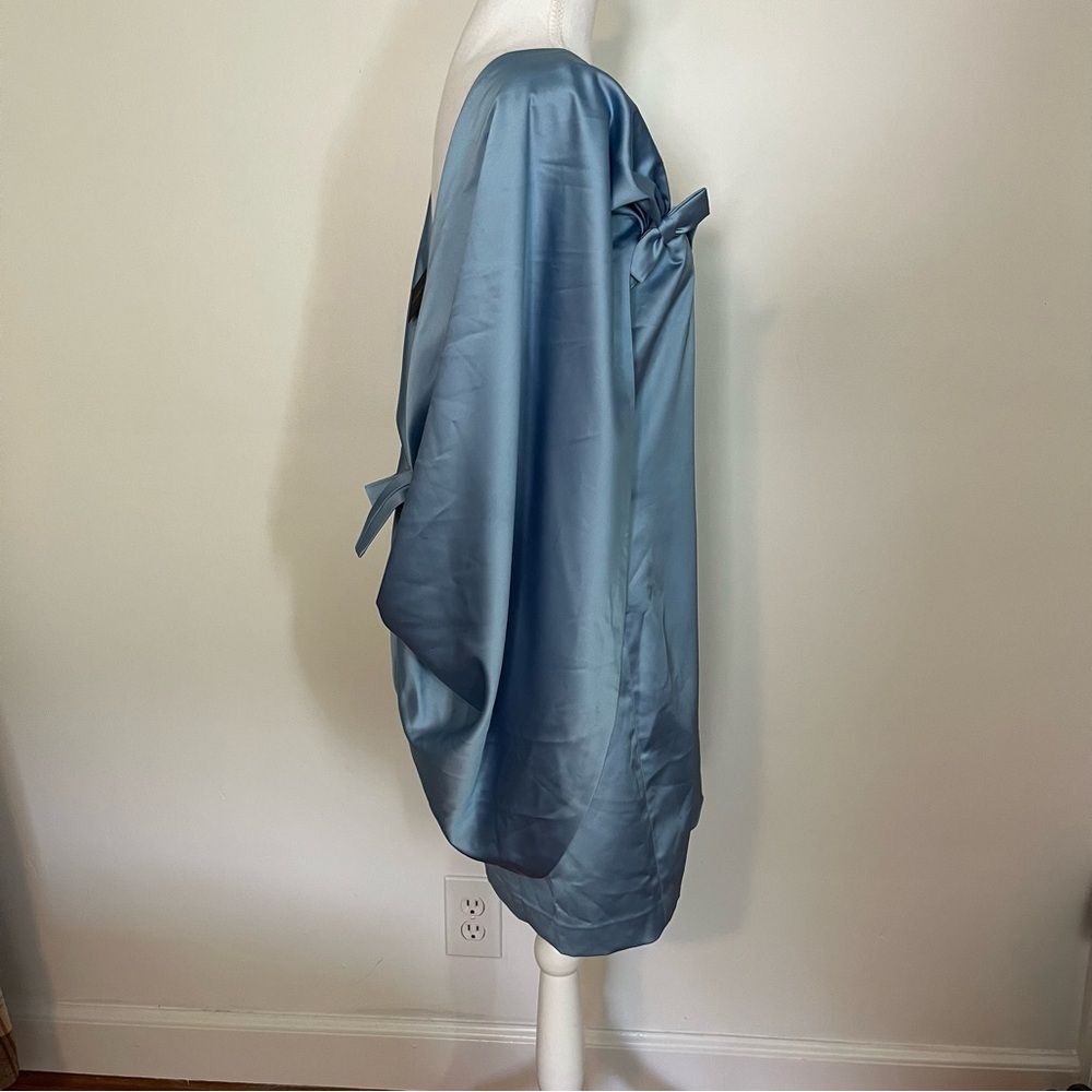 Satin Bow-Back Mini Dress in Light Blue - Picture 14 of 16